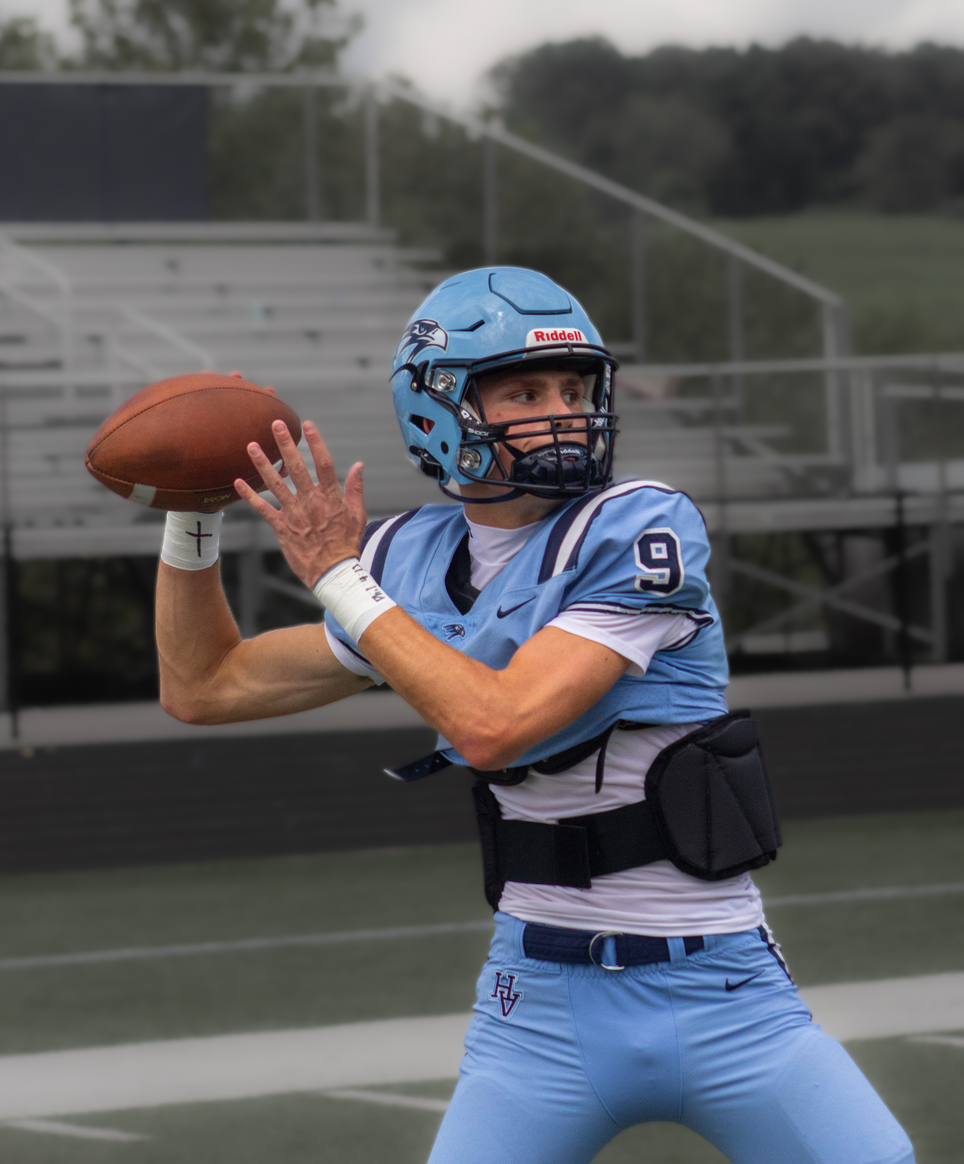HVA quarterback in blue jersey #9